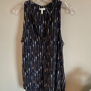 Joie Dark Blue Arrow Pattern Tank Top